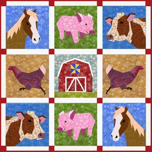 Pig quilt block, paper pieced quilt pattern, PDF pattern, instant download, pig pattern, piglet pattern image 3