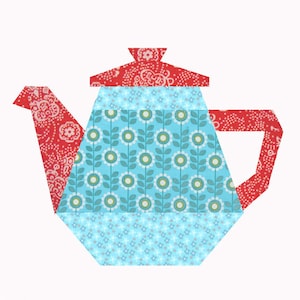 Bloc de courtepointe Tea Pot, modèle de courtepointe en papier, modèle PDF, téléchargement immédiat, modèle de bloc de courtepointe en papier PDF