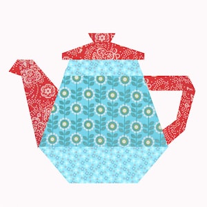 Tea Pot quilt block, paper pieced quilt pattern, PDF pattern, instant download, paper pieced quilt block pattern PDF