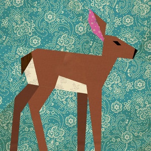 Deer quilt block, paper pieced quilt pattern, PDF pattern, instant download, fawn pattern, woodland pattern