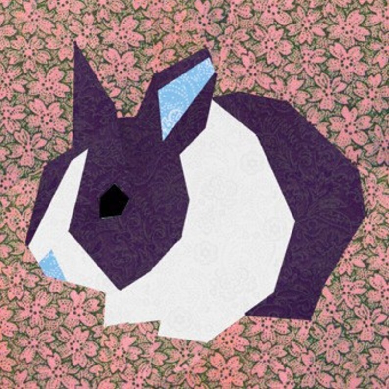 Rabbit quilt block, paper pieced quilt pattern, PDF pattern, instant download, bunny pattern, rabbit pattern image 3