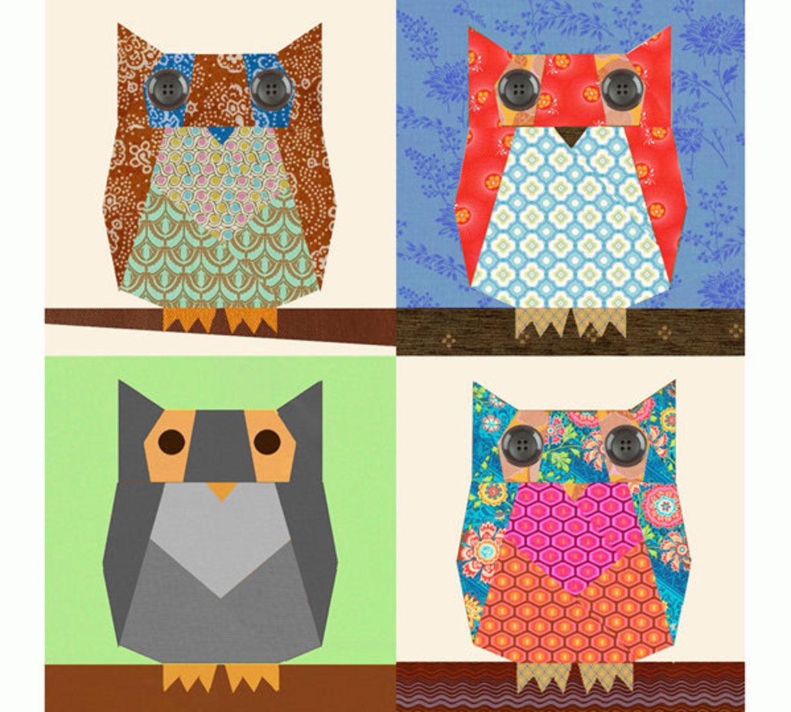 Owl Paper Pieced Quilt Block Pattern PDF Etsy