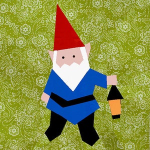 Dwarf with pickaxe quilt block, paper pieced quilt pattern, PDF pattern, instant download, gnome pattern image 5