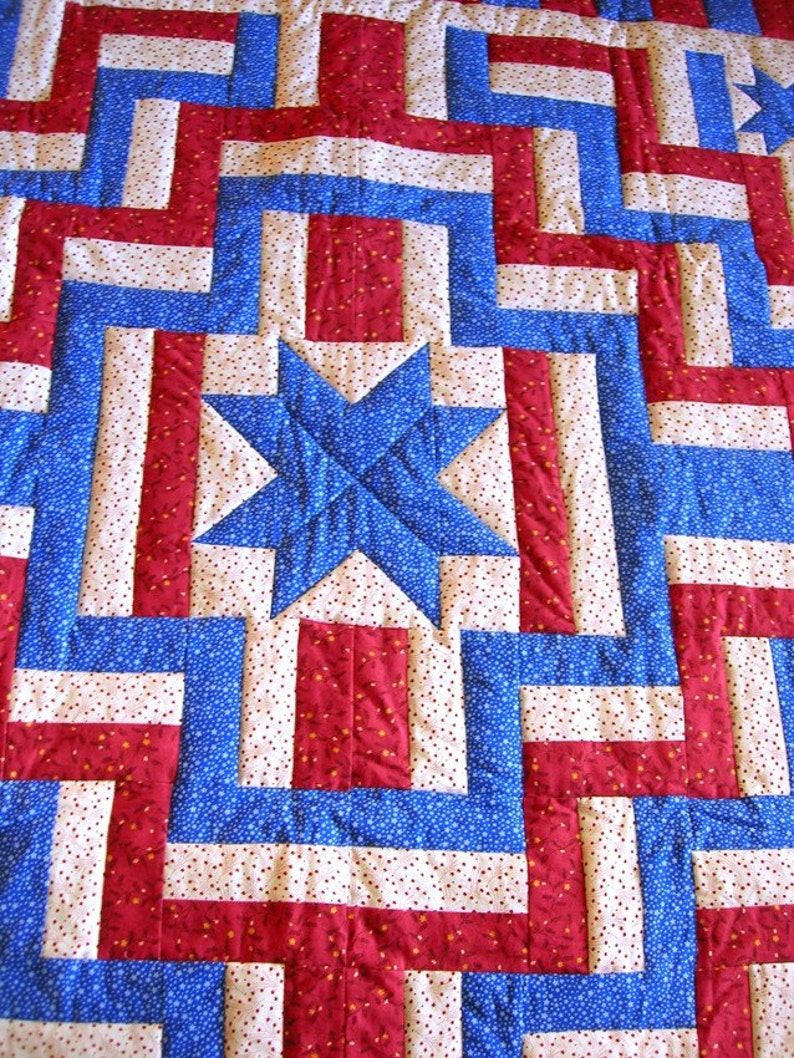 5 Stars Americana Patriotic Quilt Pattern PDF Easy Etsy