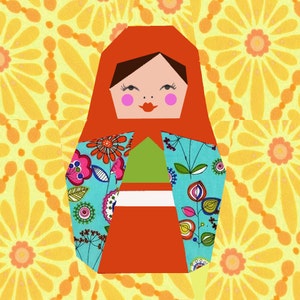 Matriochka quilt block, paper pieced quilt pattern, PDF pattern, instant download, Matryoshka pattern, doll quilt pattern