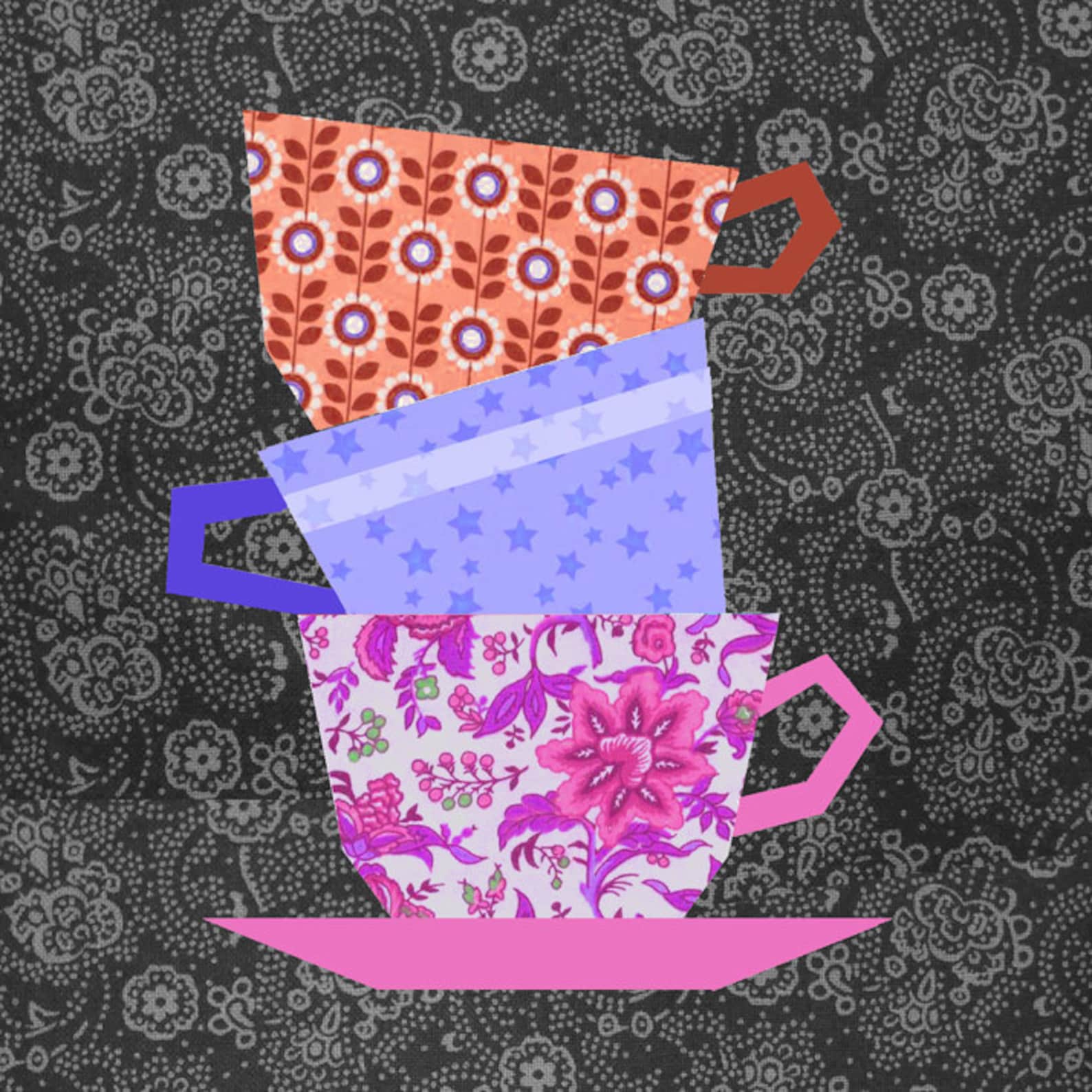 Cups Stacking Quilt Block, Paper Pieced Quilt Pattern, PDF Pattern ...