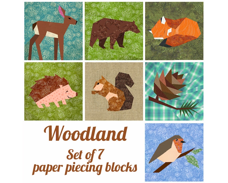 Woodland Quilt Block Patterns Set, Foundation Paper Pieced PDF Pattern ...
