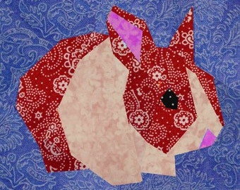 Rabbit quilt block, paper pieced quilt pattern, PDF pattern, instant download, bunny pattern, rabbit pattern