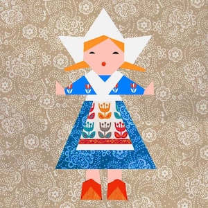Dutch Doll paper pieced quilt block pattern PDF