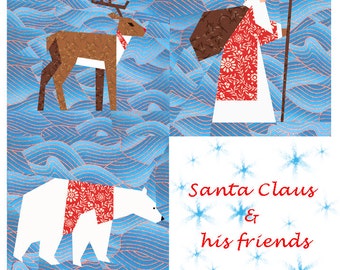 Christmas quilt blocks set, paper pieced quilt pattern, PDF pattern, instant download, Set of 3 paper pieced patterns