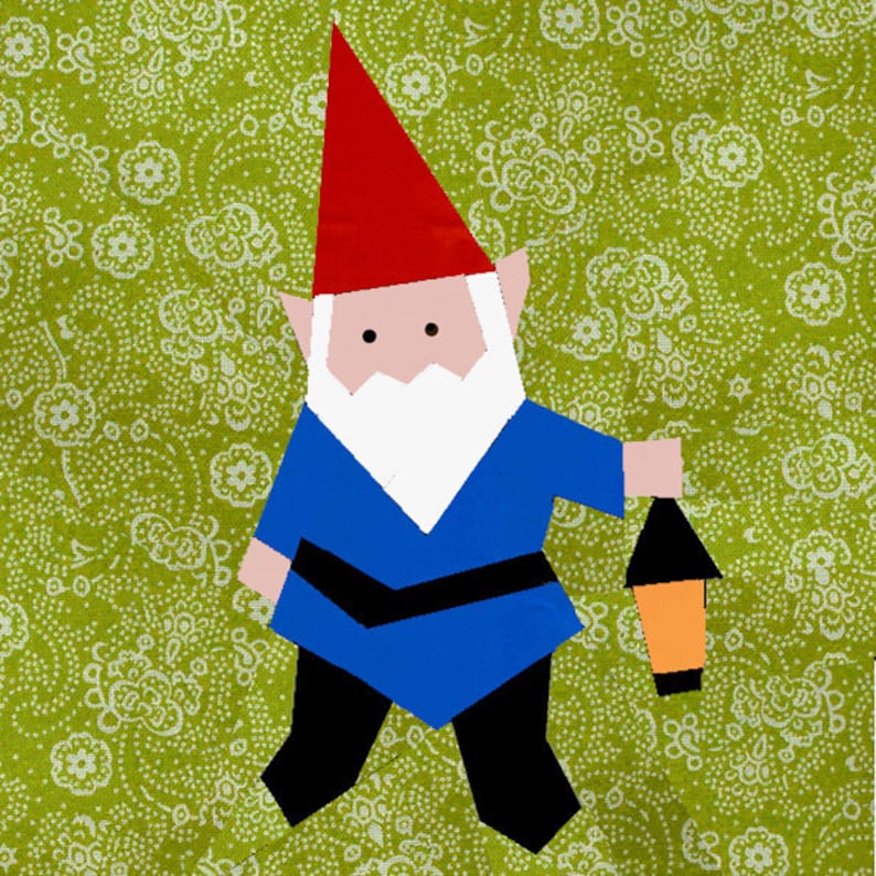 Gnome Quilt Block Paper Pieced Quilt Pattern PDF Pattern Etsy
