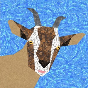 Goat quilt block, paper pieced quilt pattern, PDF pattern, instant download, Billy goat pattern