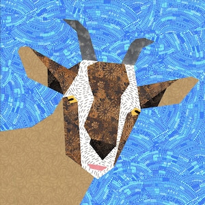 Blok kołdry z kozą, wzór kołdry z papieru, wzór PDF, natychmiastowe pobranie, wzór Billy Goat
