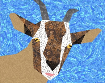 Goat quilt block, paper pieced quilt pattern, PDF pattern, instant download, Billy goat pattern