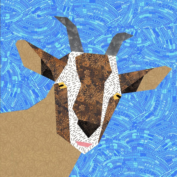 Goat quilt block, paper pieced quilt pattern, PDF pattern, instant download, Billy goat pattern