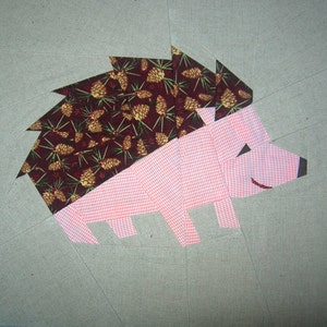 Hedgehog quilt block, paper pieced quilt pattern, PDF pattern, instant download, wildlife pattern image 4