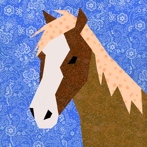 Horse quilt block, paper pieced quilt pattern, PDF pattern, instant download, horse pattern, horse block