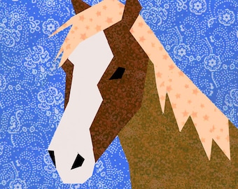 Horse quilt block, paper pieced quilt pattern, PDF pattern, instant download, horse pattern, horse block