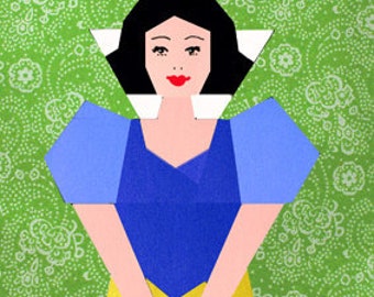 Snow White paper pieced quilt block pattern PDF