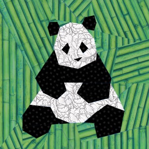 Panda paper pieced quilt block pattern PDF