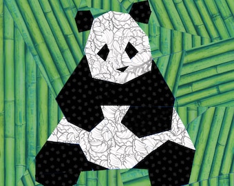 Panda paper pieced quilt block pattern PDF