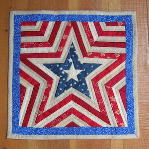 One Star Americana Patriotic Mini Quilt Pattern, easy quilt pattern, paper pieced quilt pattern, PDF pattern, instant download image 2