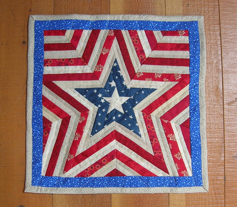 One Star Americana Patriotic Mini Quilt Pattern, easy quilt pattern, paper pieced quilt pattern, PDF pattern, instant download image 2