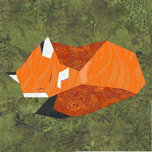 Fox quilt block, paper pieced quilt pattern, PDF pattern, instant download, Fox pattern PDF