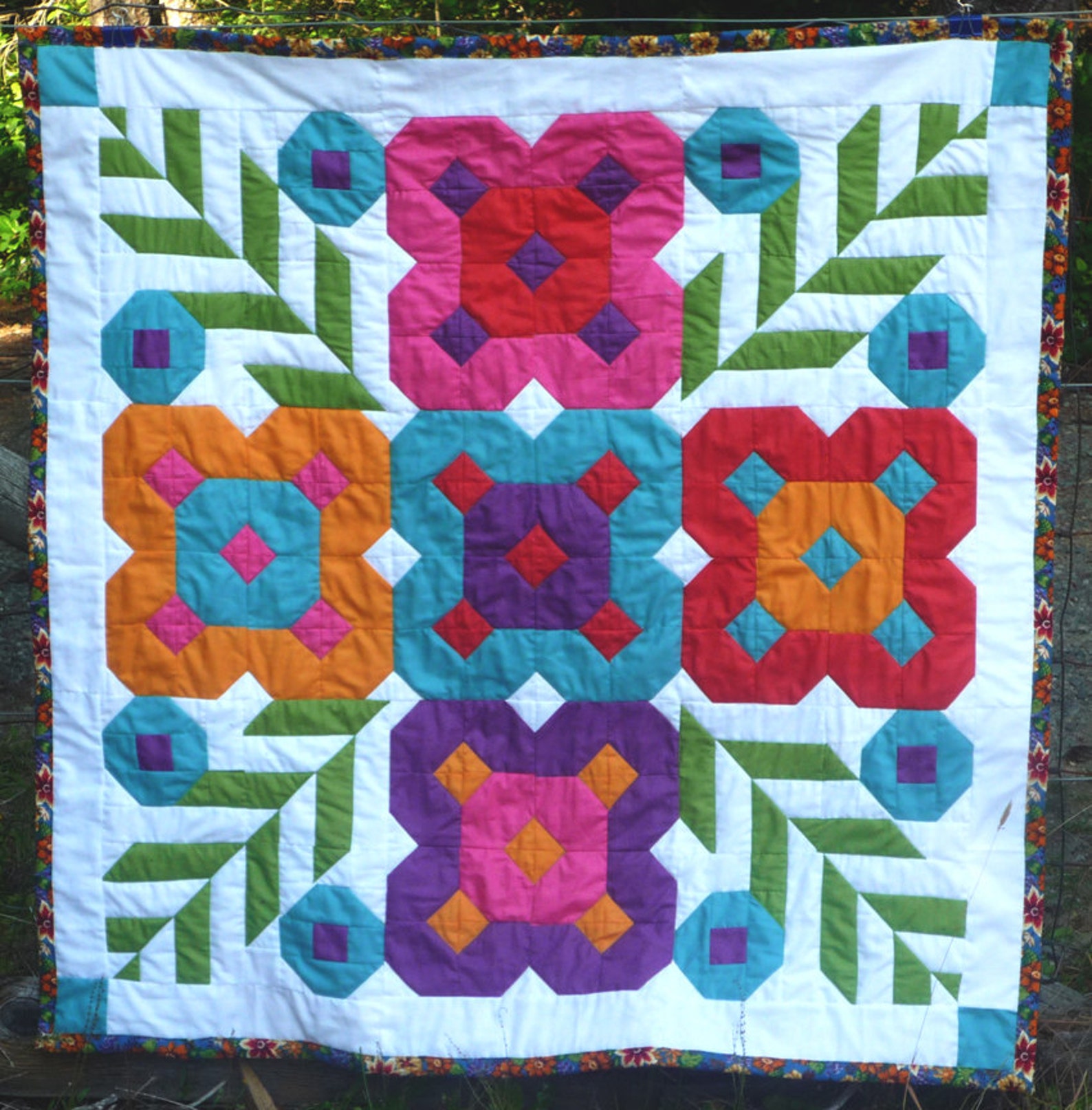 Quilt Pattern PDF Modern Folk Flowers Intermediate Sewer Etsy