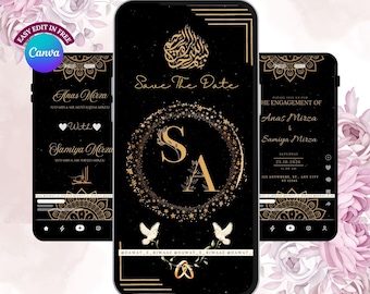 Invitación Baat Pakki editable / Compromiso Desi moderno (Plantilla digital)