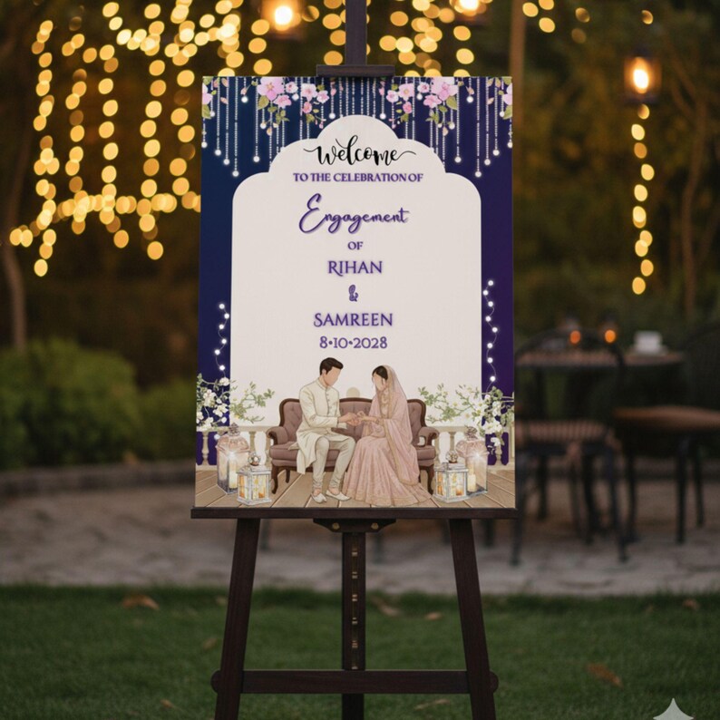 Engaged Sign On String Editable Engagement Welcome Sign | Islamic Nikah Decor (digital ...