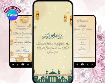 Elegant Nikah Invitation Video | Editable Muslim Wedding Evite (Digital)