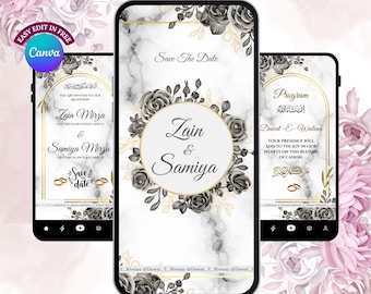 Luxury Islamic Wedding Invitation Video | Floral Arabic Design (Digital Download)