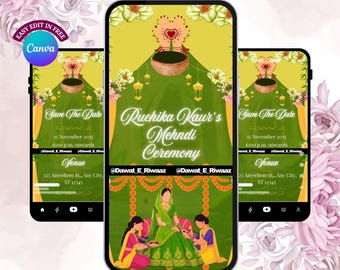 Editable Mehndi Invitation Video Template: Indian Wedding (Digital Download)