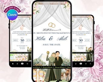 Elegante video de invitación de compromiso animada (descarga digital)