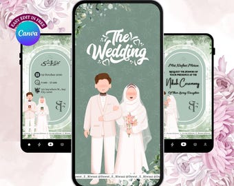 Luxury Nikah Invitation Video | Editable Arabic Wedding Evite (Canva)