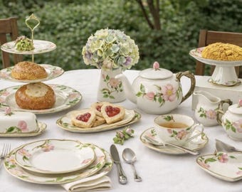 Vintage Franciscan Desert Rose China Set: 56-piece Hand-painted