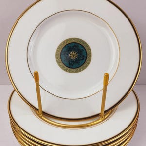 Lenox Classic Edition 8.25" Salad Plates SET/6 Features Gold Band & Green Marble