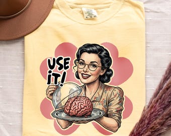 Maglietta "Usa i colori confortanti del tuo cervello", maglietta "Usalo sarcastica", maglietta "Per favore usa il tuo cervello", maglietta regalo per la migliore amica, maglietta divertente in stile retrò anni '50