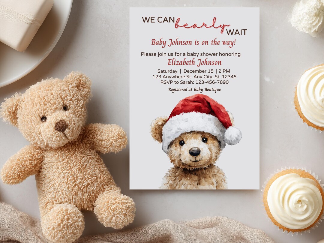 Plantilla de invitación para baby shower navideño