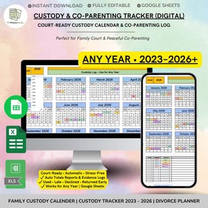 Custody Schedule Planner | Custody Log Template | Co-Parenting Documentation | Family Court Tracker (Google Sheets)