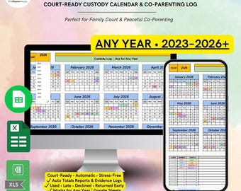 Custody Schedule Planner | Custody Log Template | Co-Parenting Documentation | Family Court Tracker (Google Sheets)