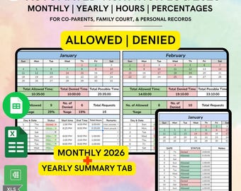AUTOMATED Visitation Log | Allowed/Denied Time Record | Court-Ready Custody Report | Google Sheets Parenting Plan
