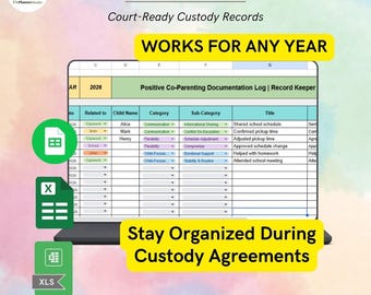 Co-Parenting Documentation | Family Custody Calendar | Visitation Call Tracker for Court | Supervised VisitsTemplate | Google Sheets