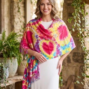 Hand Tie-Dyed Cotton Shawl, Scarf, Table Runner, Tapestry (72" x 22")