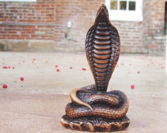 Small Cobra Snake Sculpture Polyresin Statue Decor  5"