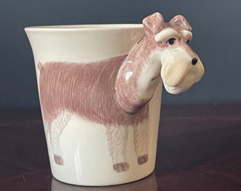 Schnauzer Dog Mug Porcelain Handpainted 3D Animal Coffee Tea Hot Drink Cup