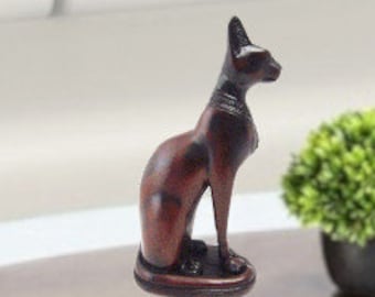 Small Egypt Cat Statue Bastet God Polyresin Sculpture Decor  5"