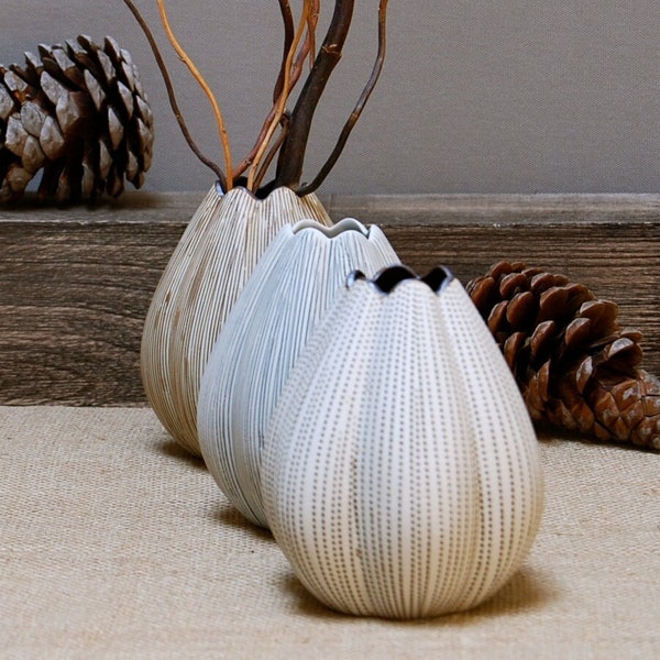 Handmade Small Vase for Flower Plant Porcelain Pottery Stoneware Home Decor 5.35" (E-Champa S)
