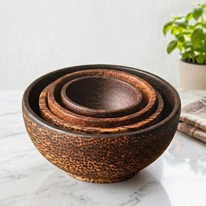 Nesting Wood Bowl Set of 4 for Food Condiment Dip Sauce Snack Nuts 5"